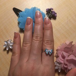 Adjustable Ring with Blue Butterfly